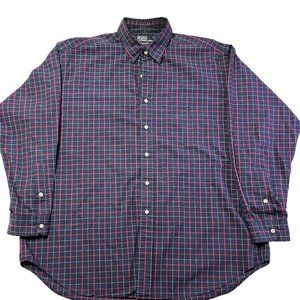 Polo Ralph Lauren Lowell Sport XL Blue White Red Check Cotton Long Sleeve Shirt